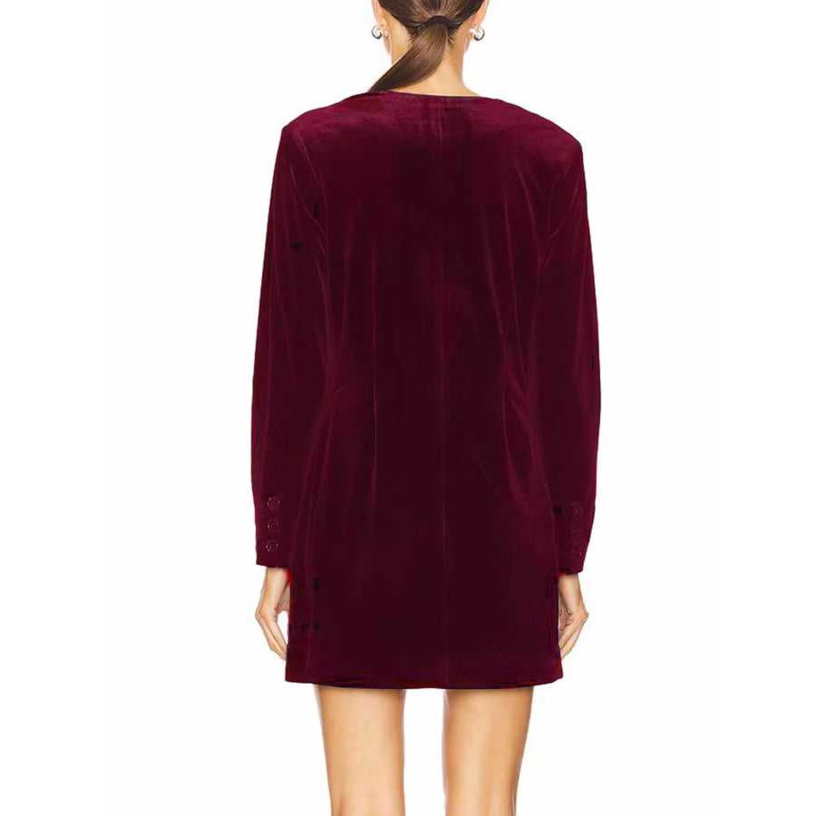 Velvet Double-Breasted Blazer Dress