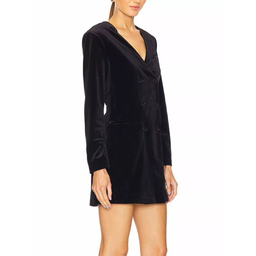 Velvet Double-Breasted Blazer Dress