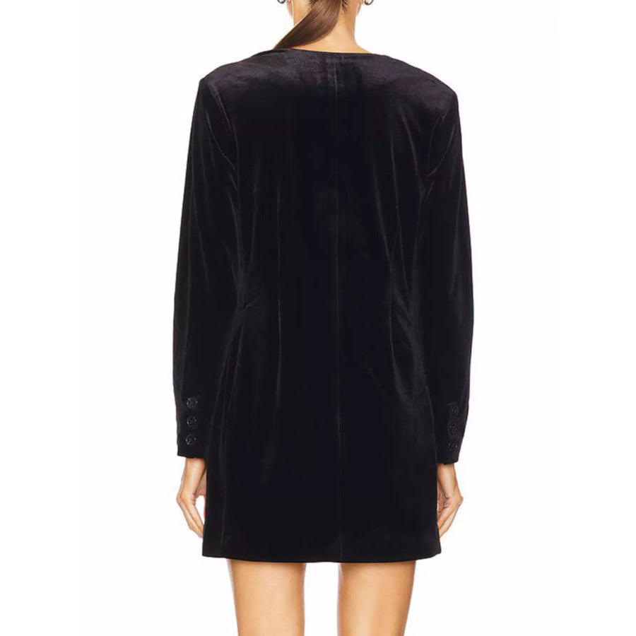 Velvet Double-Breasted Blazer Dress