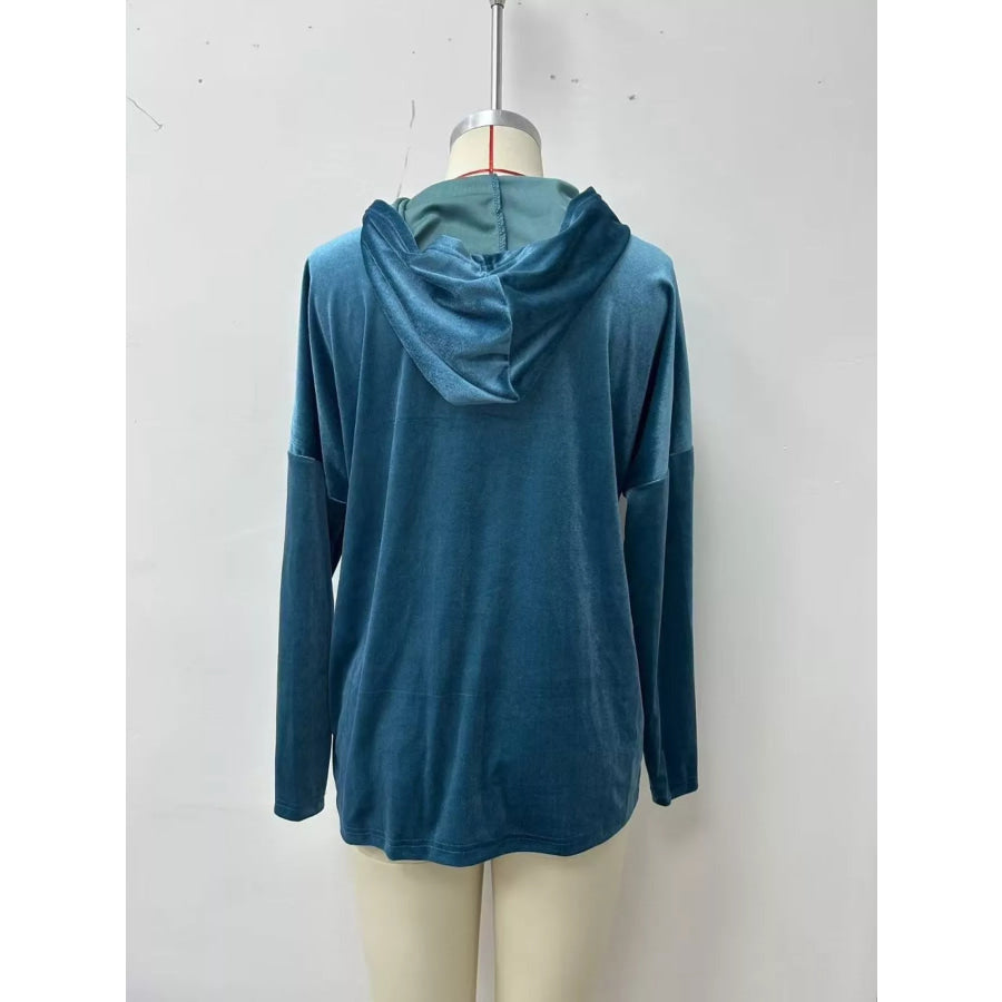 Velvet Front Pockets Hoodie Apparel and Accessories