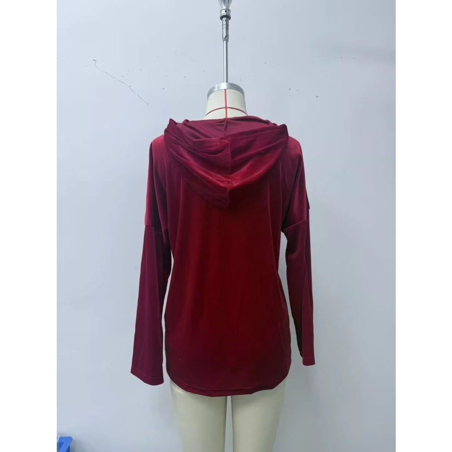 Velvet Front Pockets Hoodie Apparel and Accessories