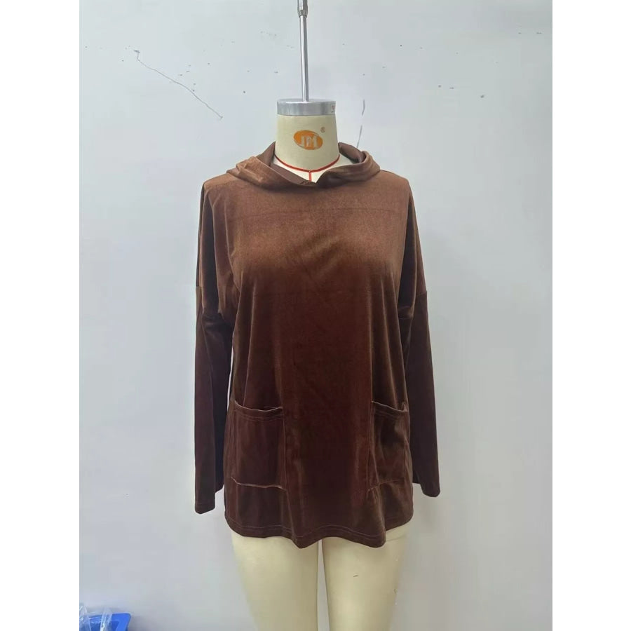 Velvet Front Pockets Hoodie Apparel and Accessories