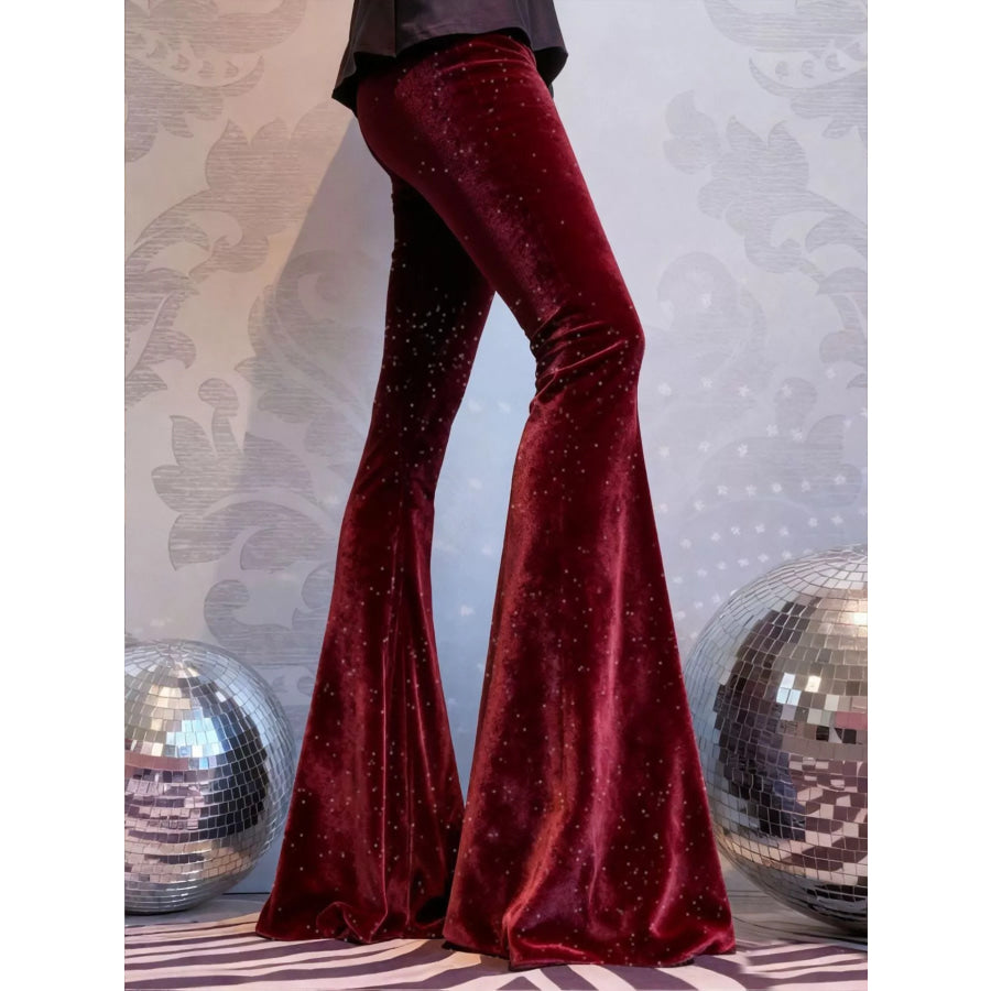 Velvet High Waist Flared Pants Apparel and Accessories