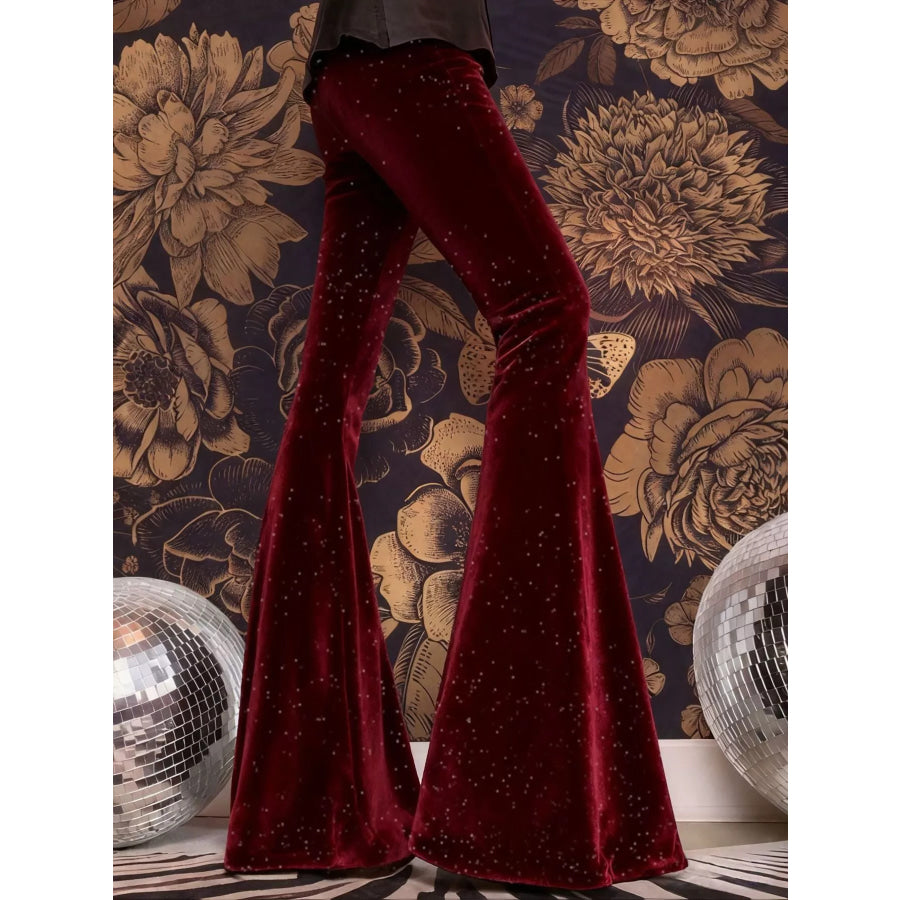 Velvet High Waist Flared Pants Apparel and Accessories