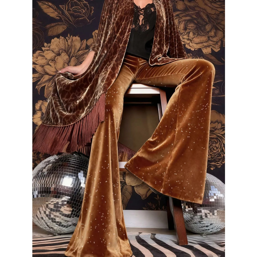 Velvet High Waist Flared Pants Apparel and Accessories