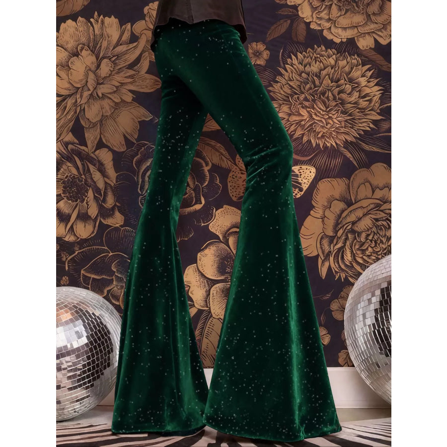 Velvet High Waist Flared Pants Apparel and Accessories