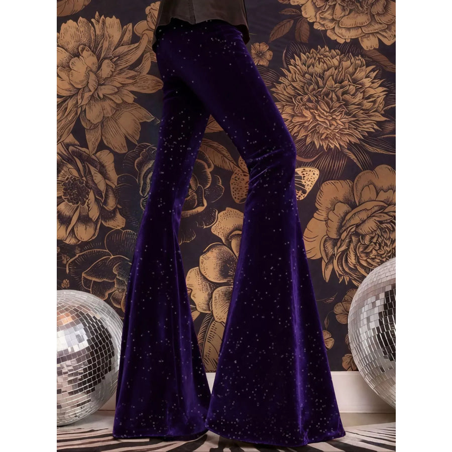 Velvet High Waist Flared Pants Apparel and Accessories