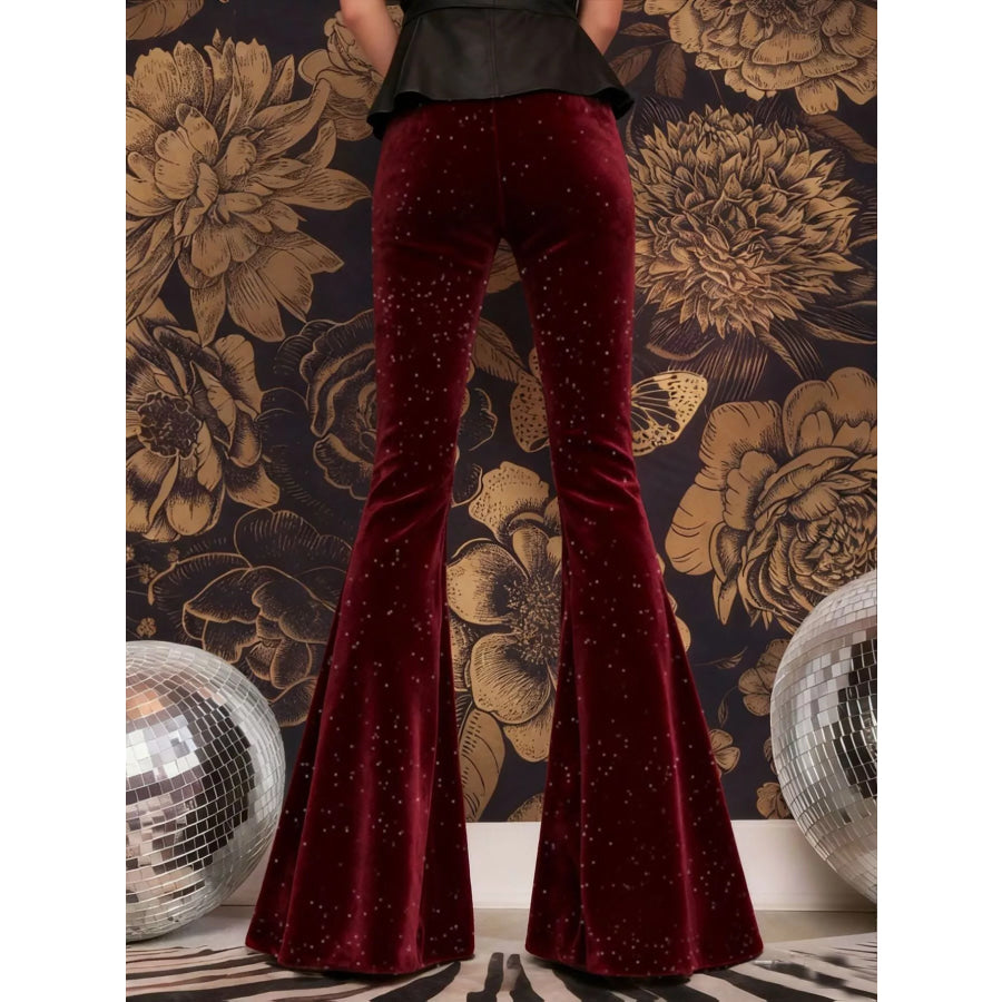 Velvet High Waist Flared Pants Apparel and Accessories