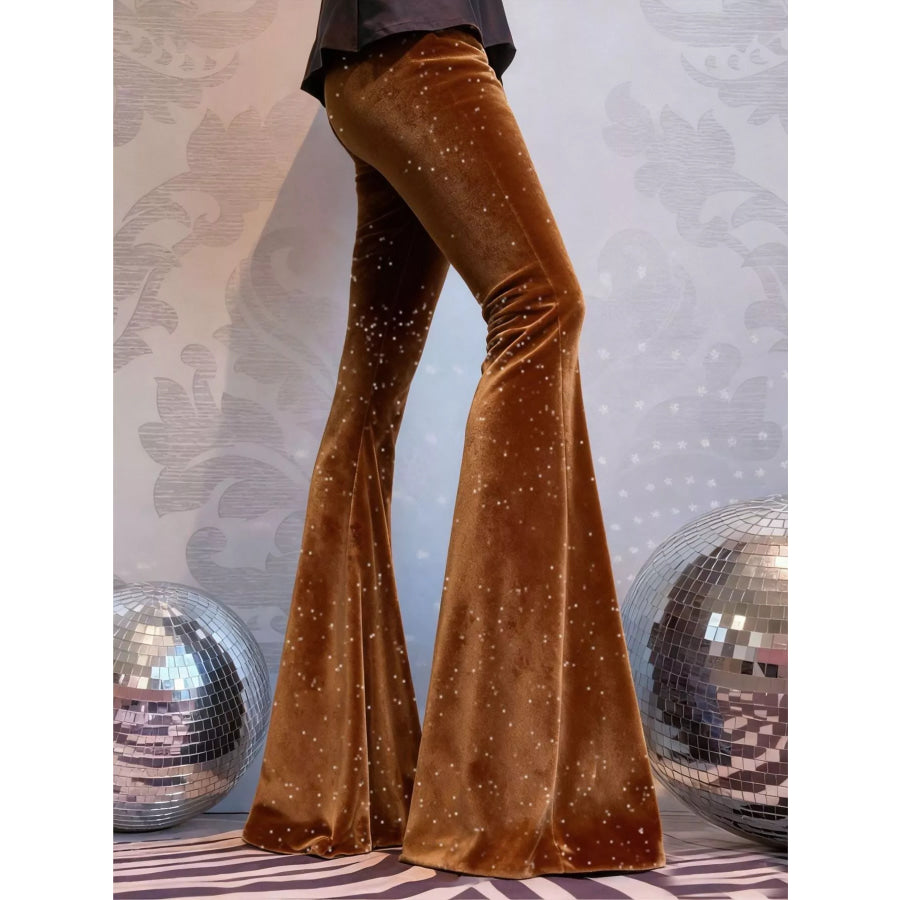 Velvet High Waist Flared Pants Apparel and Accessories
