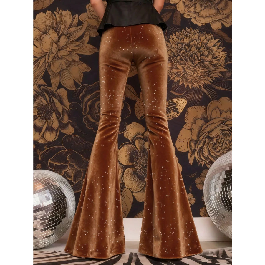 Velvet High Waist Flared Pants Apparel and Accessories