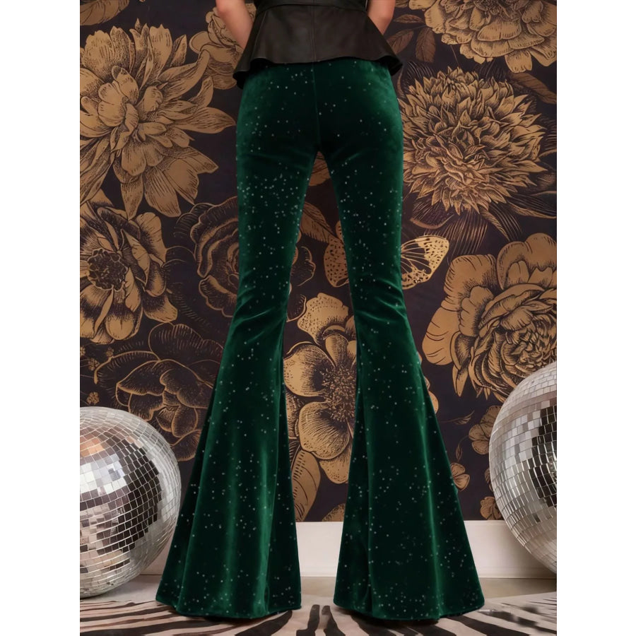 Velvet High Waist Flared Pants Apparel and Accessories