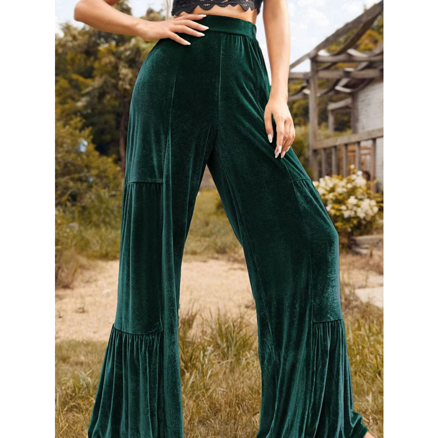 Velvet High Waist Wide Leg Pants Apparel and Accessories