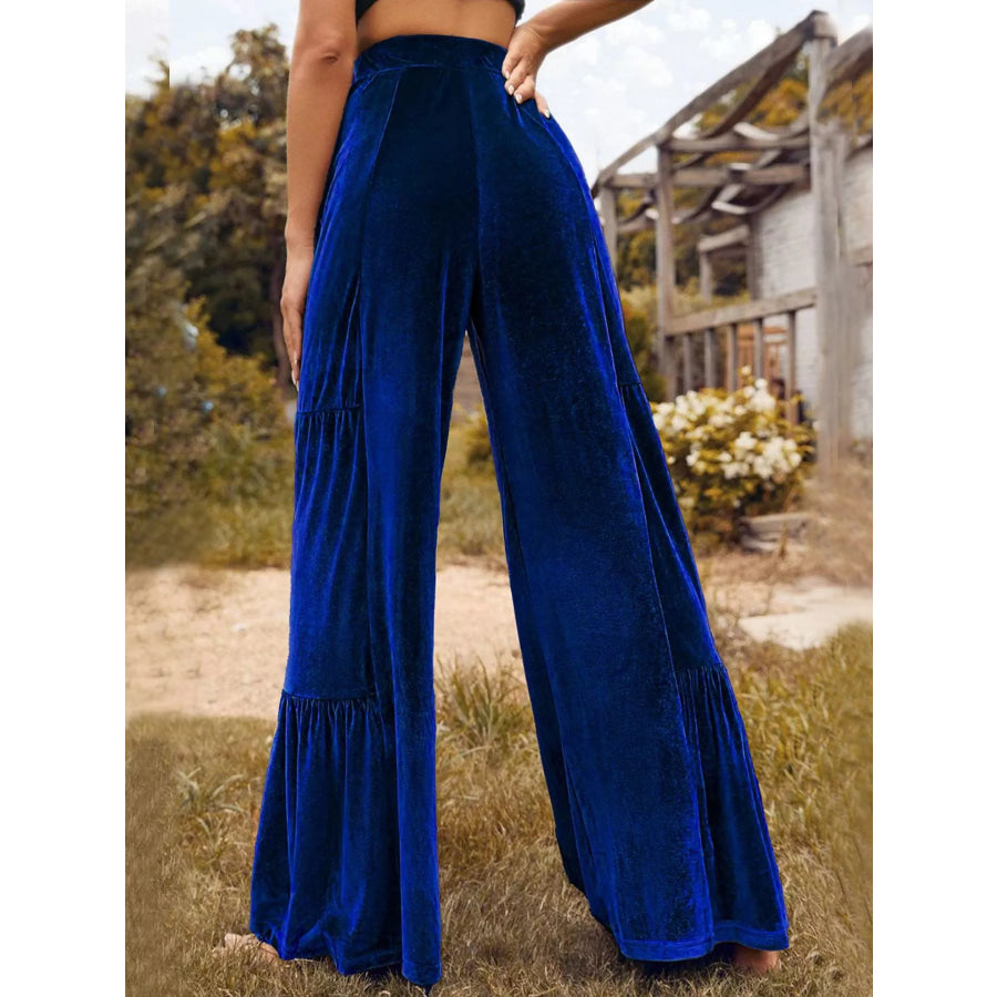 Velvet High Waist Wide Leg Pants Apparel and Accessories
