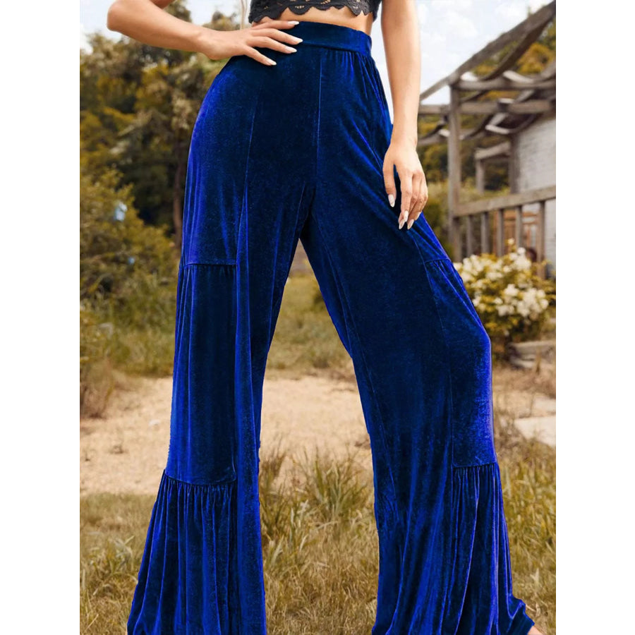 Velvet High Waist Wide Leg Pants Apparel and Accessories