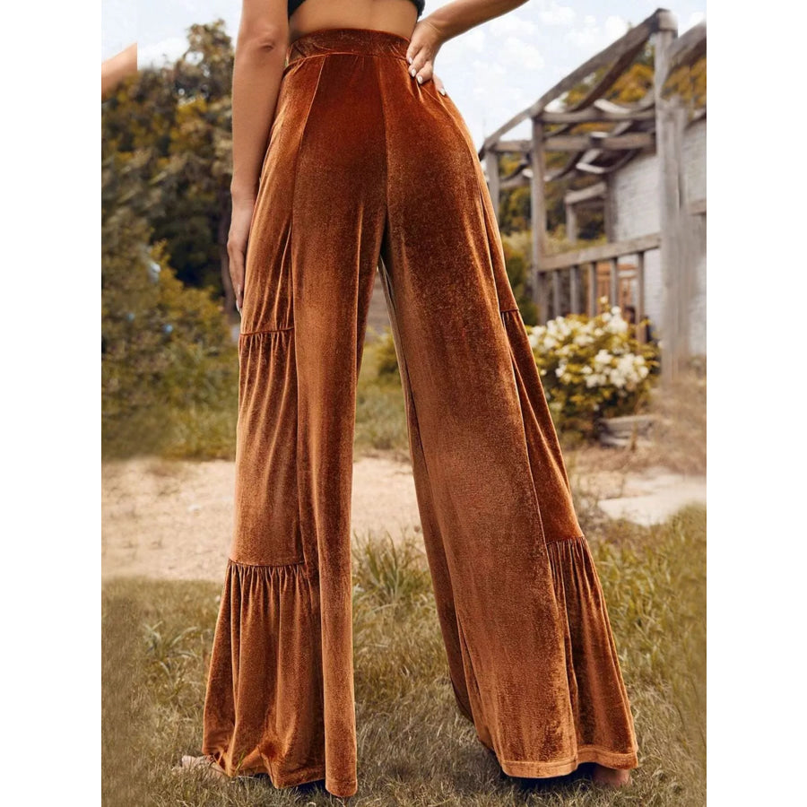 Velvet High Waist Wide Leg Pants Apparel and Accessories