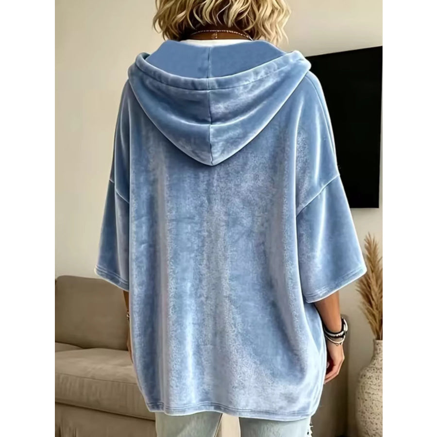Velvet Kangaroo Pocket Drawstring Hoodie Apparel and Accessories