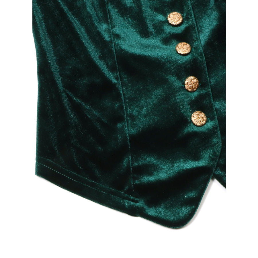 Velvet Lace Trim Button-Down Vest Apparel and Accessories