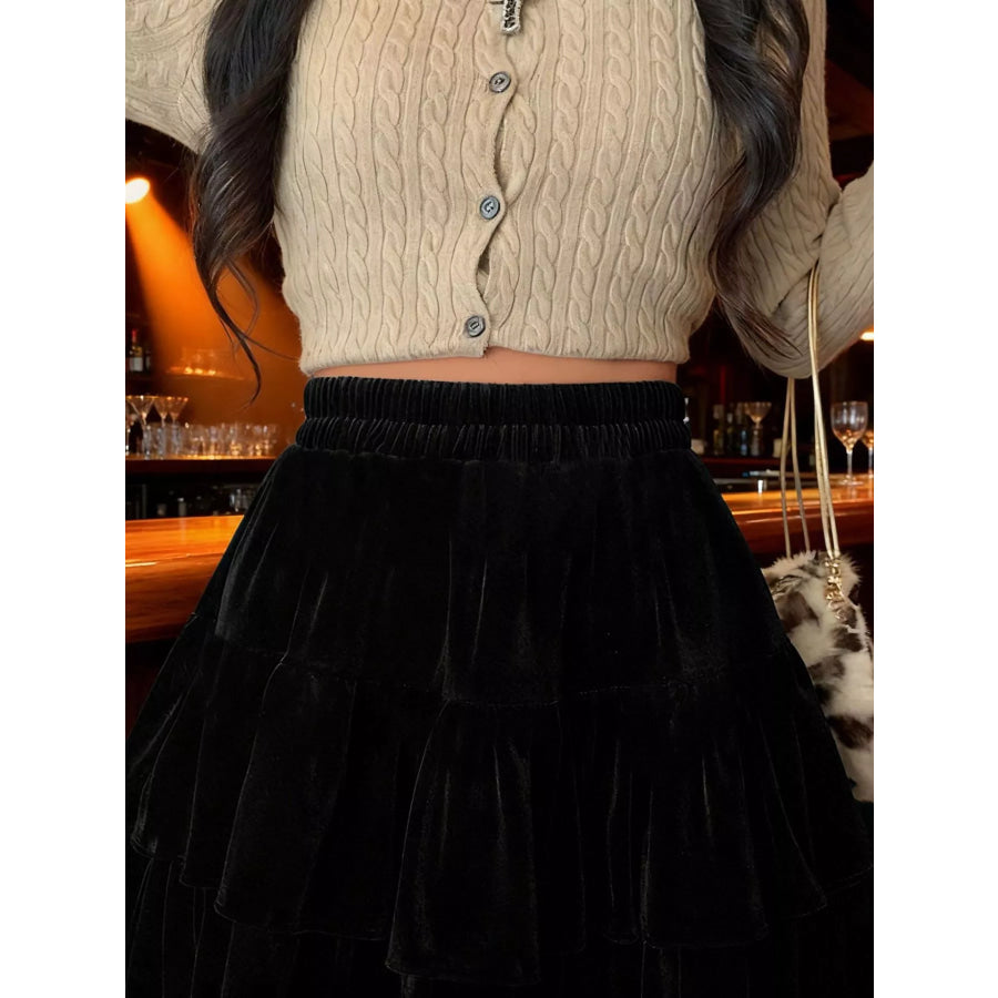 Velvet Layered Mini Skirt Apparel and Accessories
