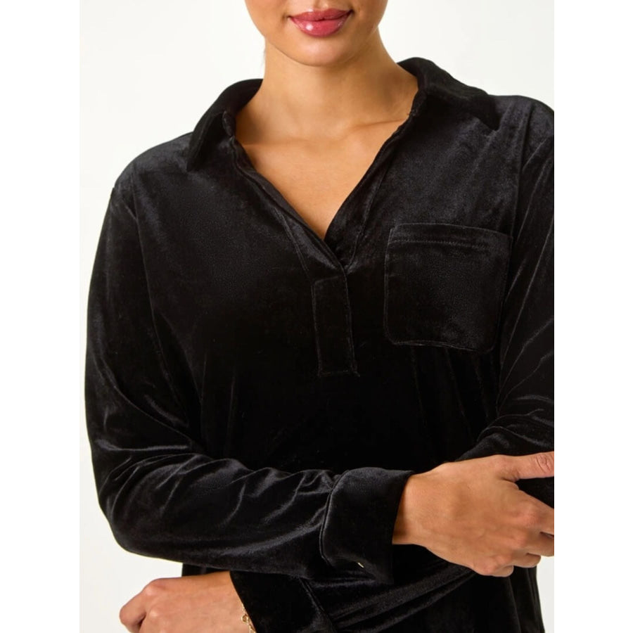 Velvet Long Sleeve Blouse Apparel and Accessories