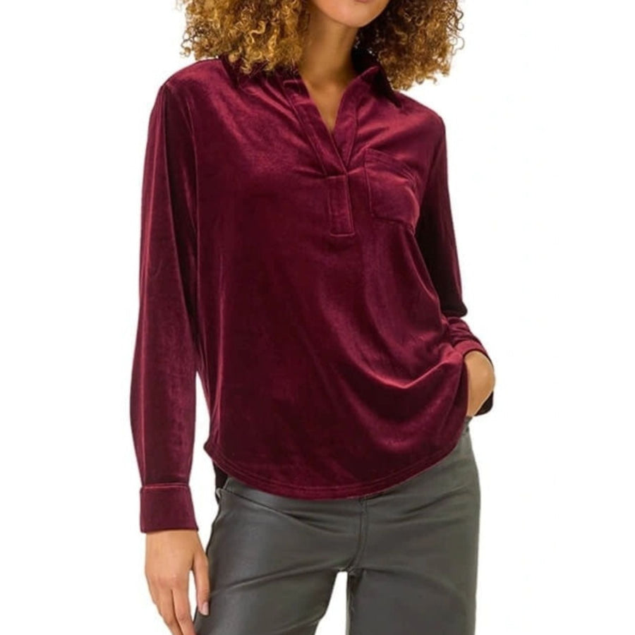 Velvet Long Sleeve Blouse Apparel and Accessories