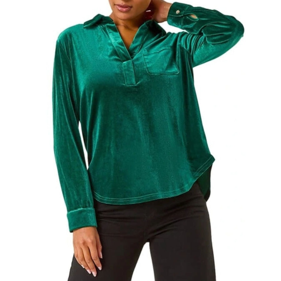 Velvet Long Sleeve Blouse Apparel and Accessories