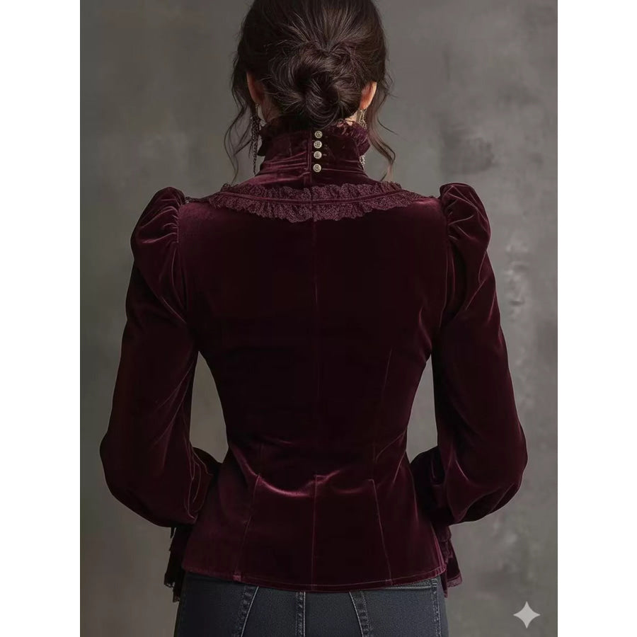Velvet Long Sleeve Blouse Apparel and Accessories