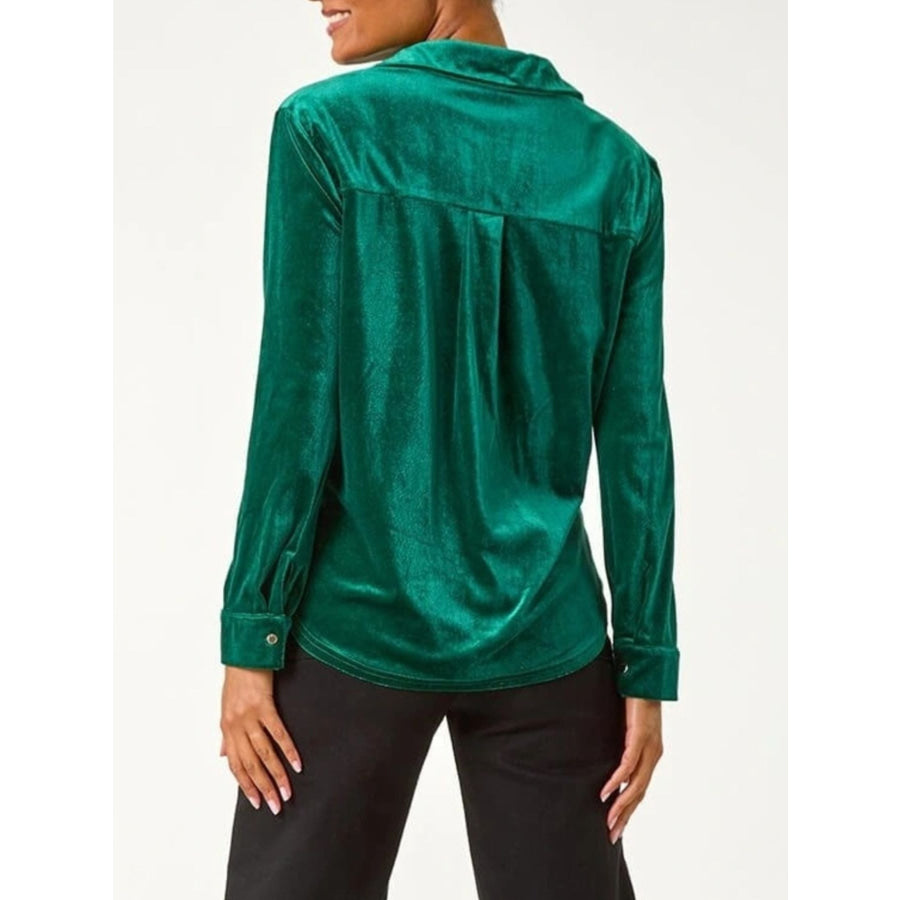 Velvet Long Sleeve Blouse Apparel and Accessories