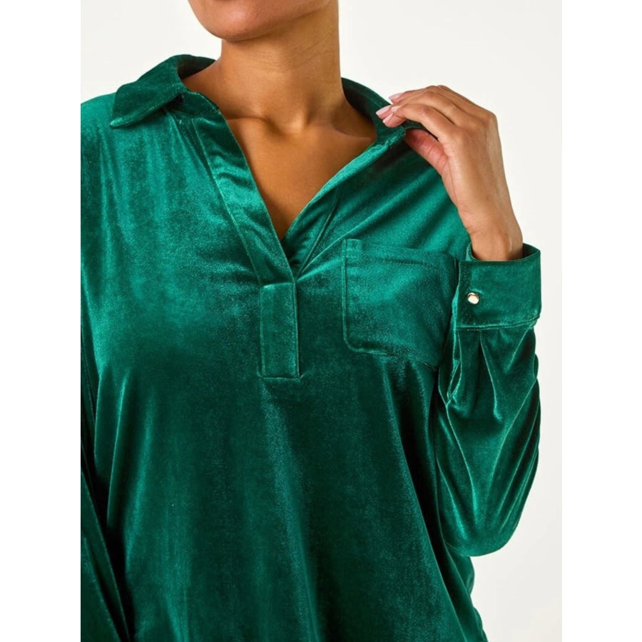 Velvet Long Sleeve Blouse Apparel and Accessories