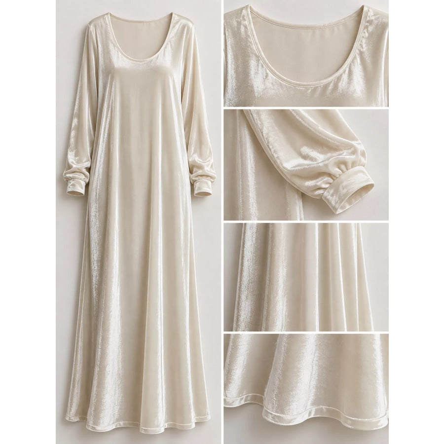 Velvet Long-Sleeve Maxi Dress Apparel and Accessories