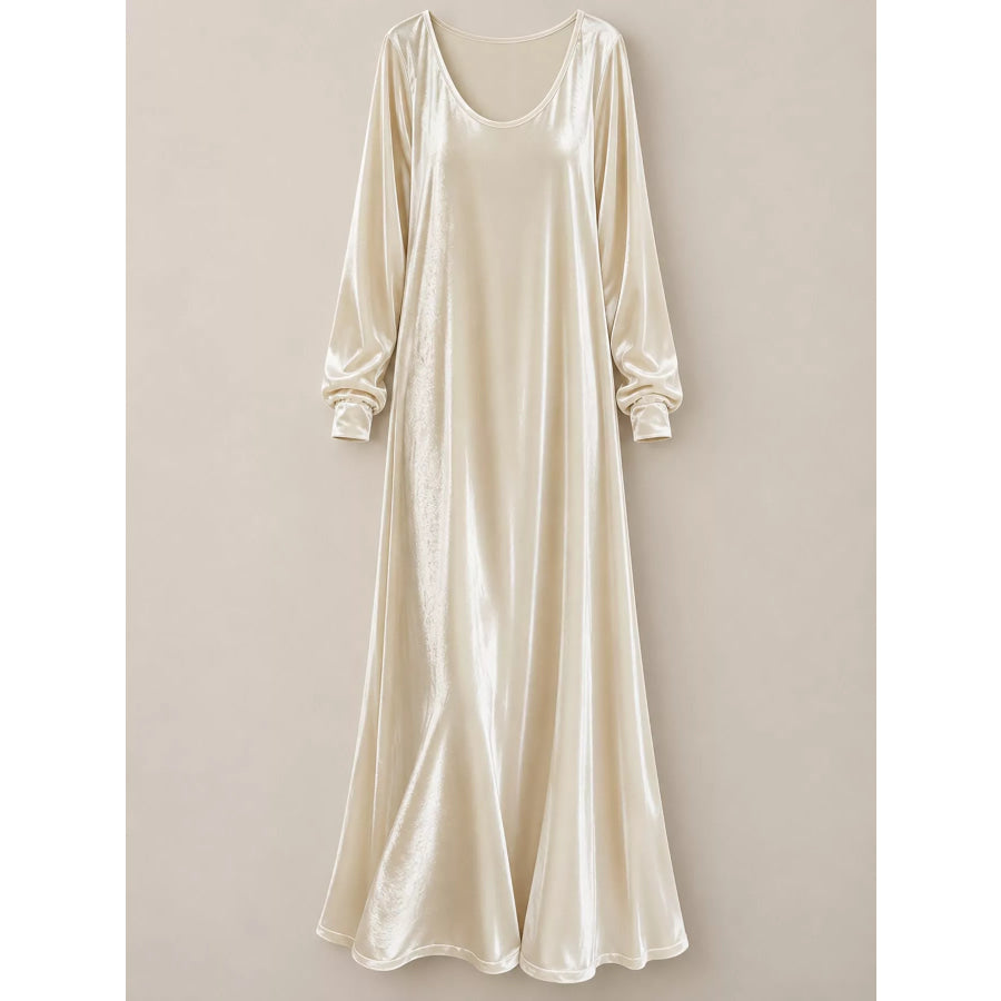Velvet Long-Sleeve Maxi Dress Apparel and Accessories