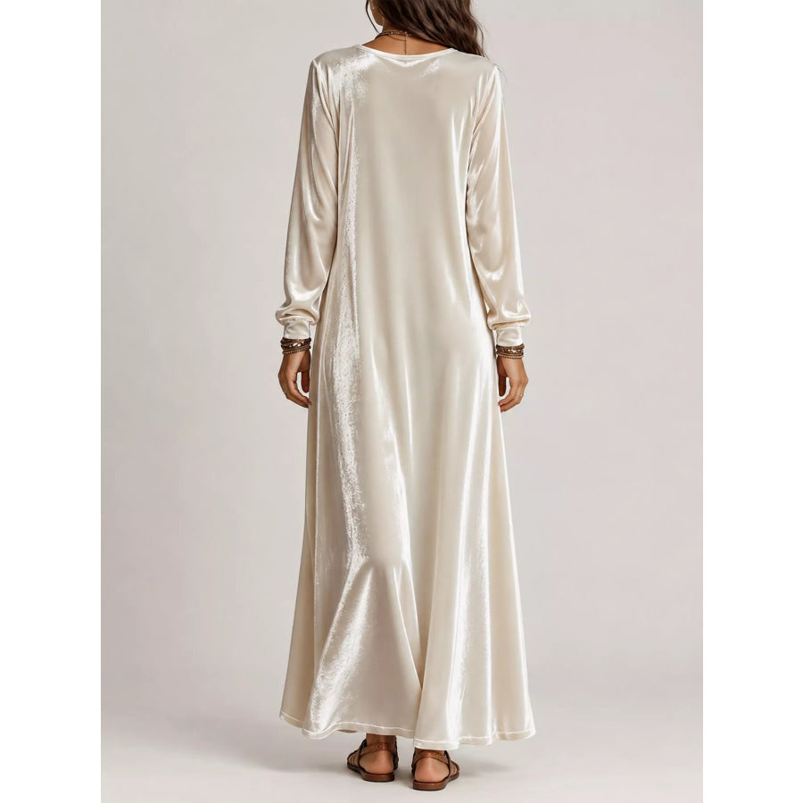 Velvet Long-Sleeve Maxi Dress Apparel and Accessories