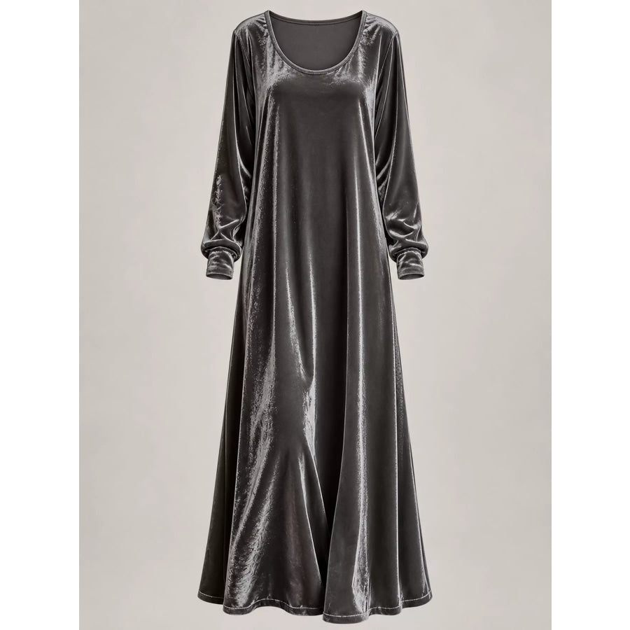 Velvet Long-Sleeve Maxi Dress Apparel and Accessories