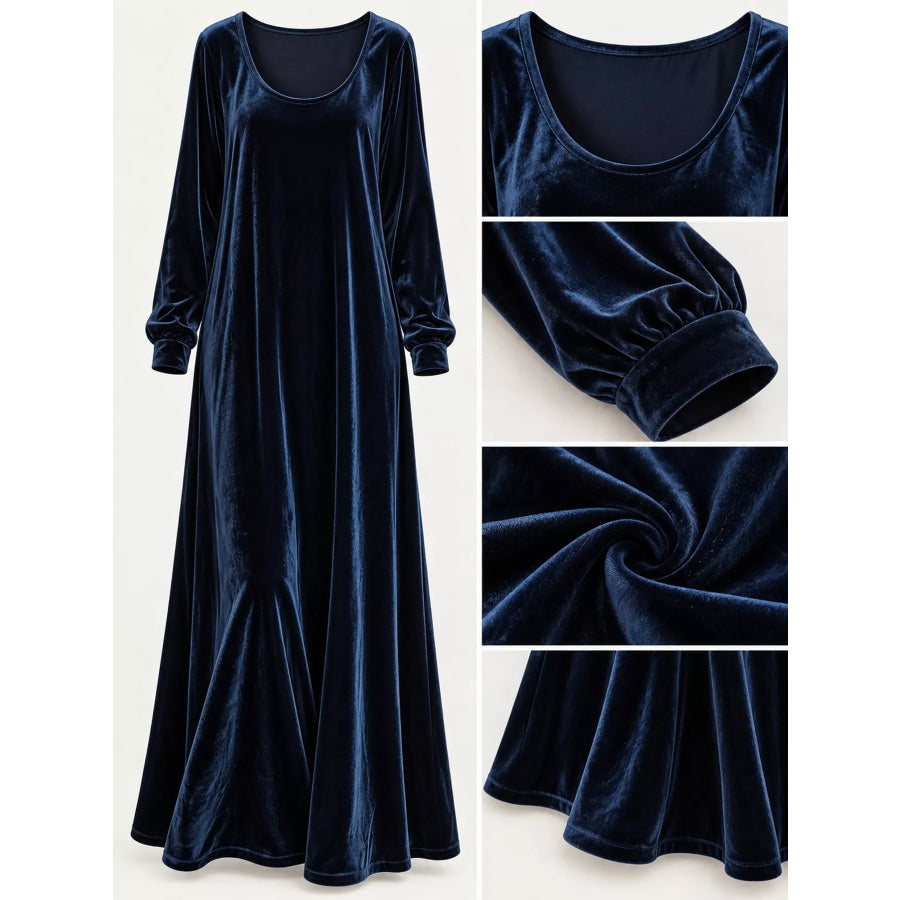 Velvet Long-Sleeve Maxi Dress Apparel and Accessories