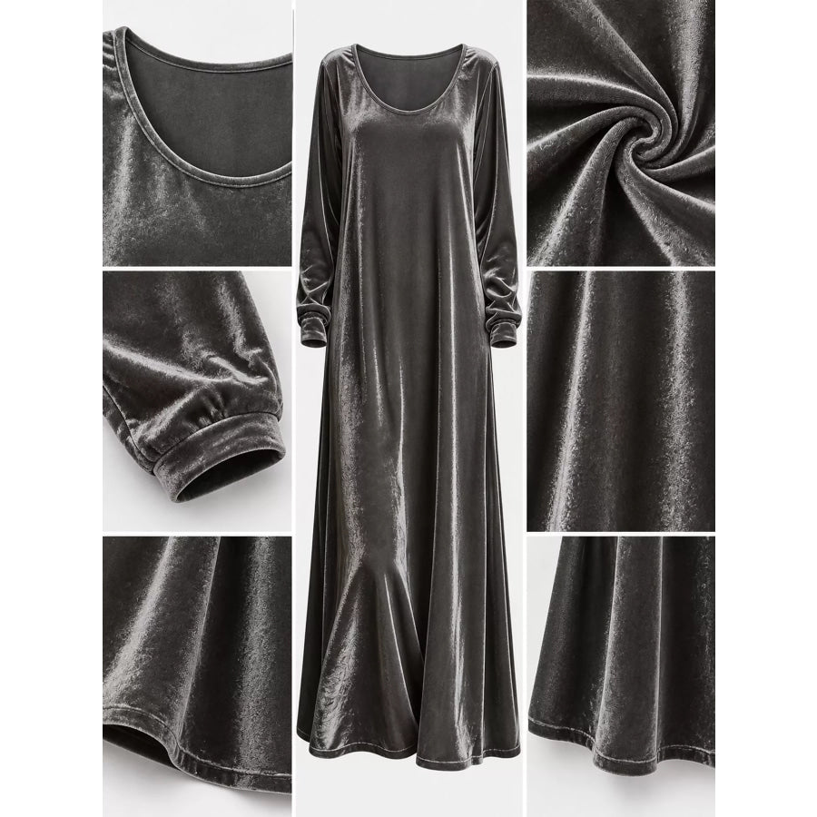 Velvet Long-Sleeve Maxi Dress Apparel and Accessories