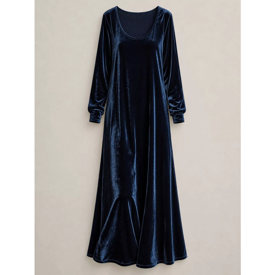 Velvet Long-Sleeve Maxi Dress Apparel and Accessories