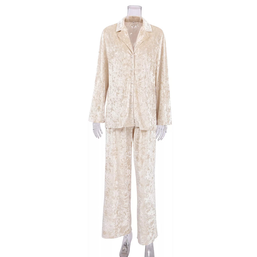 Velvet Long Sleeve Top and Pants Lounge Set Apparel and Accessories