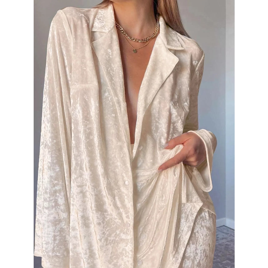 Velvet Long Sleeve Top and Pants Lounge Set Apparel and Accessories