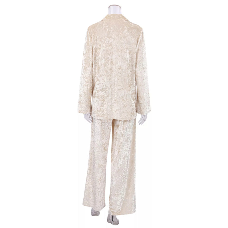 Velvet Long Sleeve Top and Pants Lounge Set Apparel and Accessories
