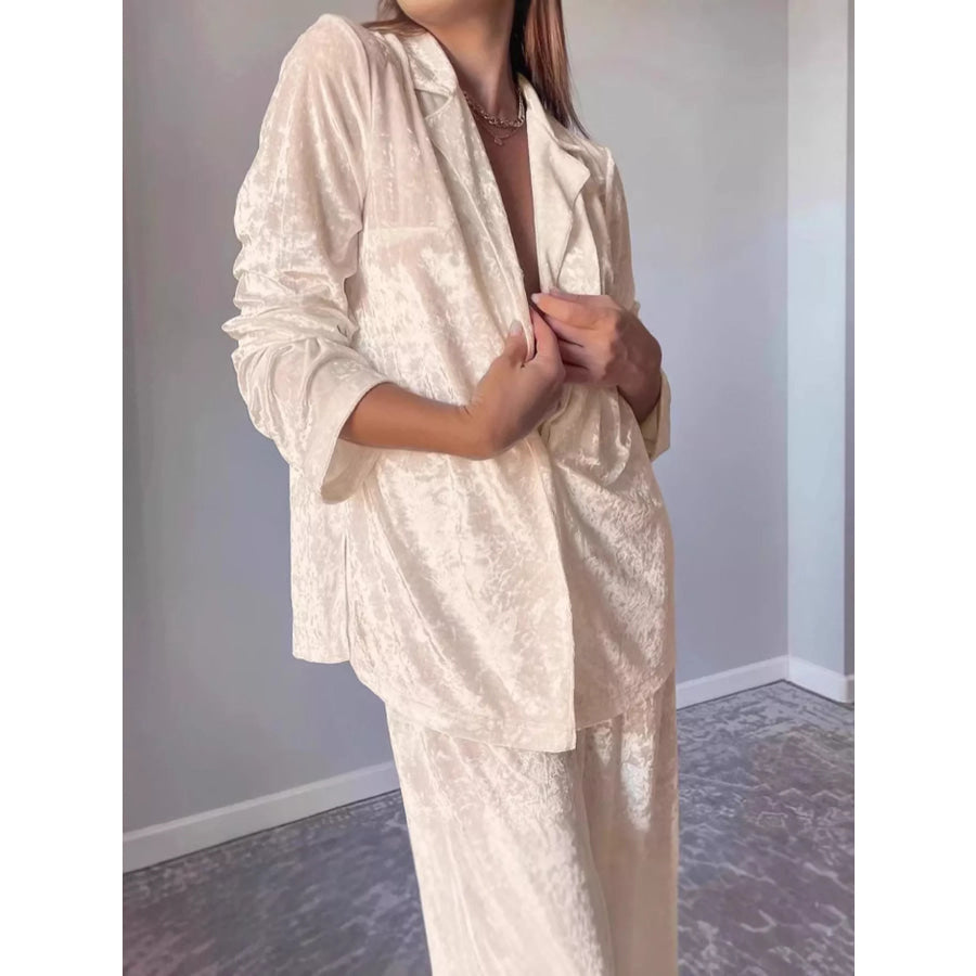 Velvet Long Sleeve Top and Pants Lounge Set Apparel and Accessories