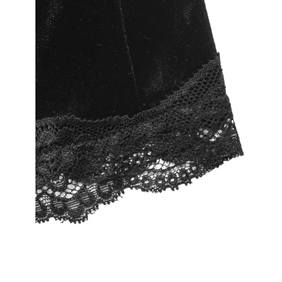 Velvet Mini Skirt with Lace Trim Apparel and Accessories