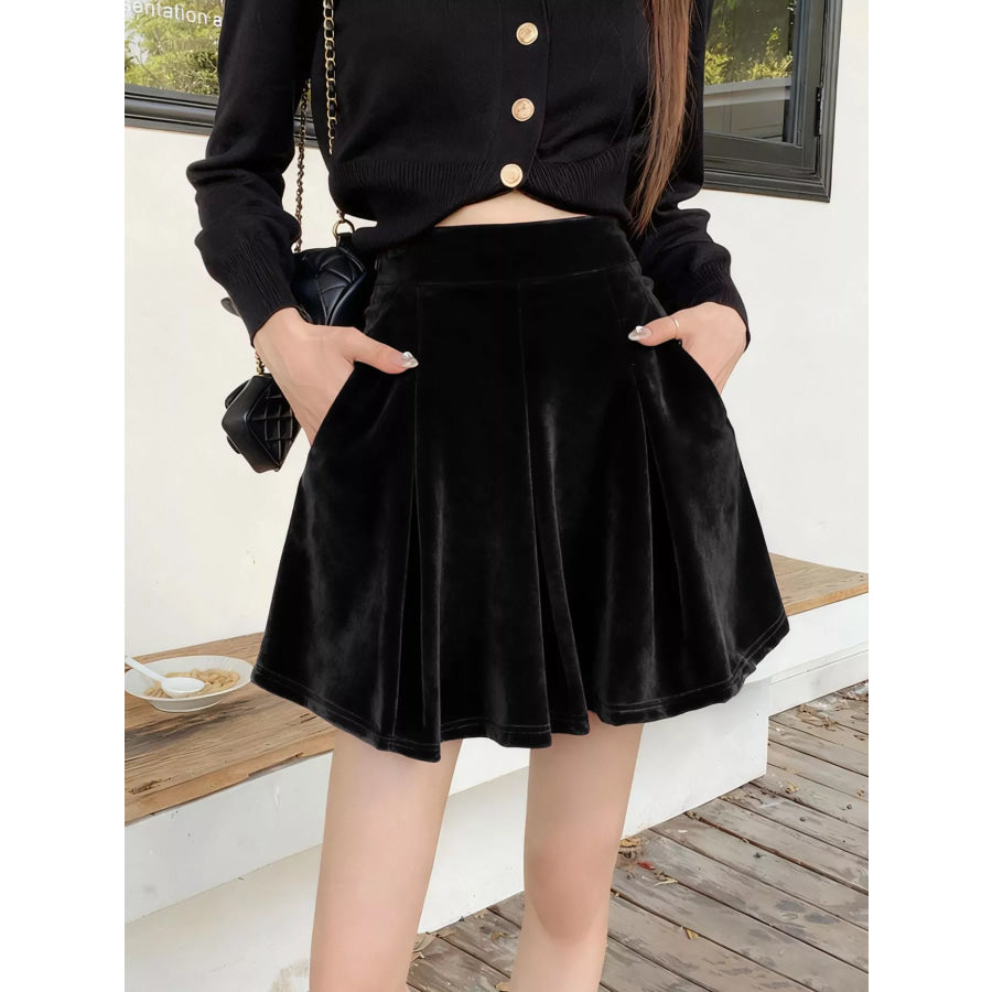 Velvet Mini Skort Black / S Apparel and Accessories