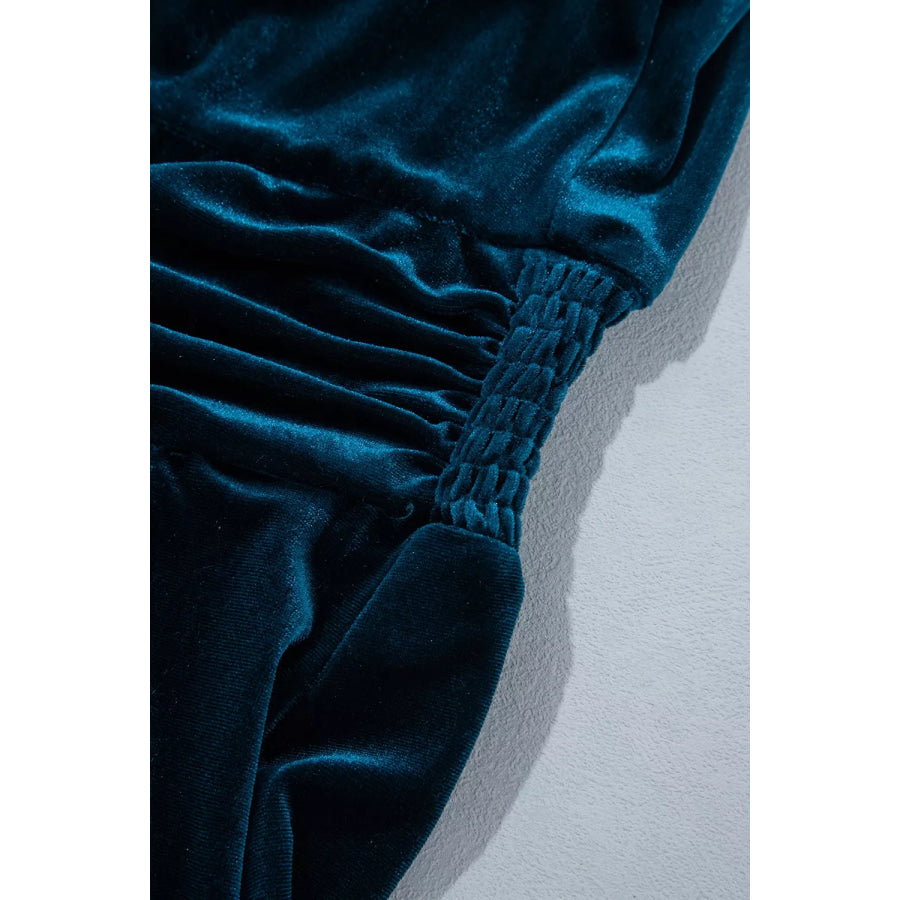 Velvet Mock Neck Long Sleeve Dress Apparel and Accessories