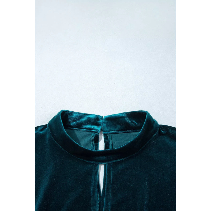 Velvet Mock Neck Long Sleeve Dress Apparel and Accessories