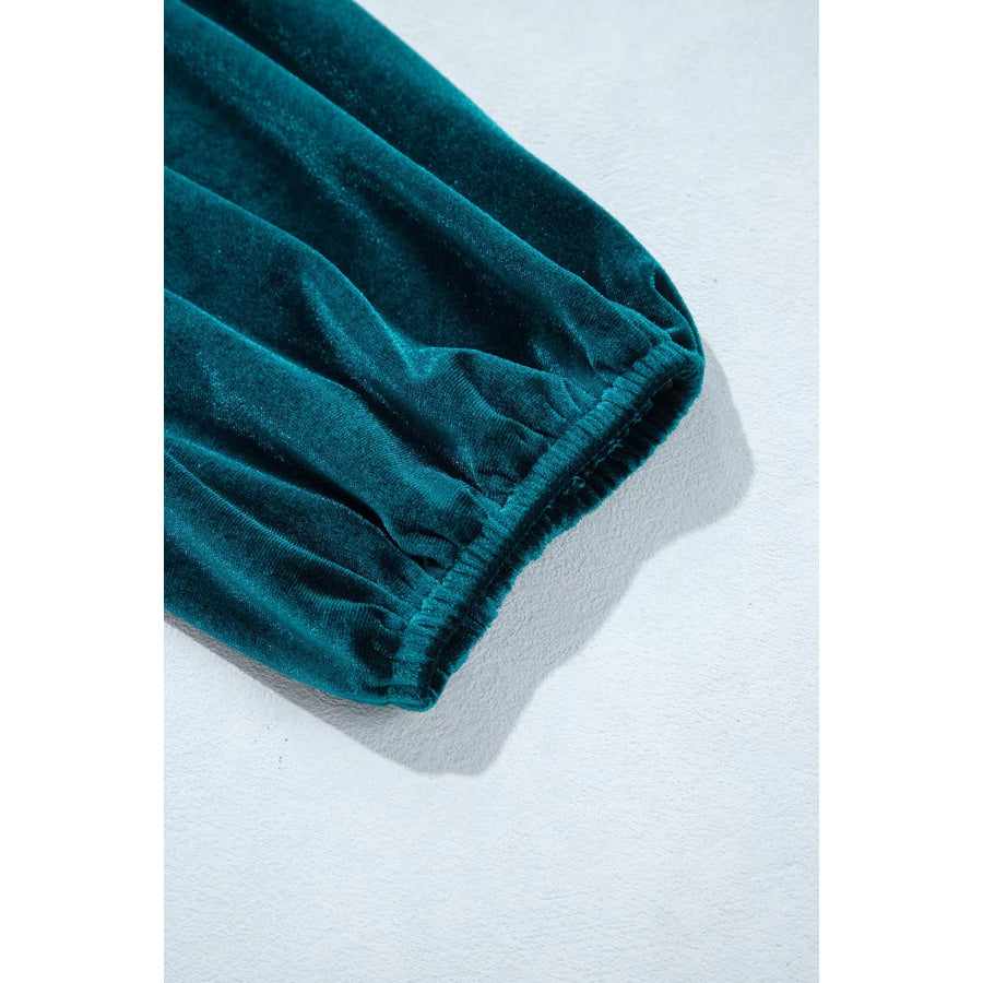 Velvet Mock Neck Long Sleeve Dress Apparel and Accessories
