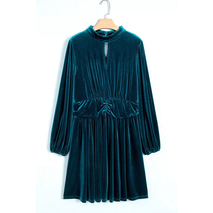 Velvet Mock Neck Long Sleeve Dress Apparel and Accessories
