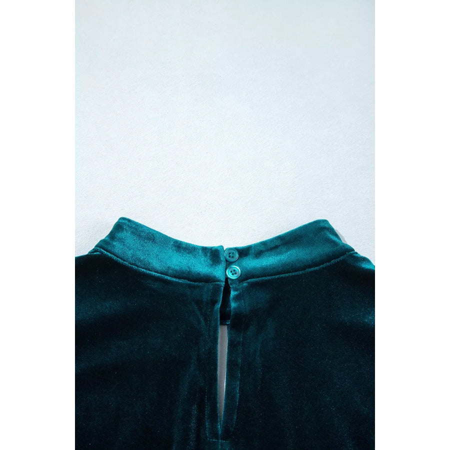 Velvet Mock Neck Long Sleeve Dress Apparel and Accessories