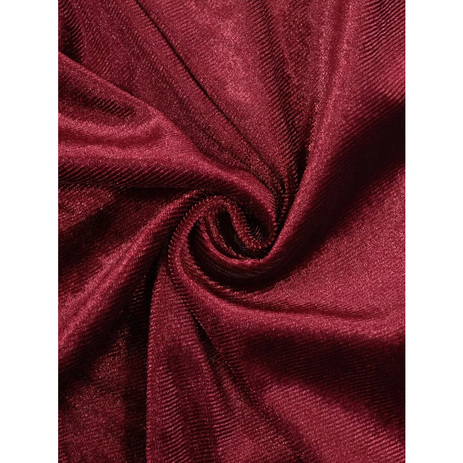 Velvet Mock Neck Ruched Slit Maxi Dress Apparel and Accessories