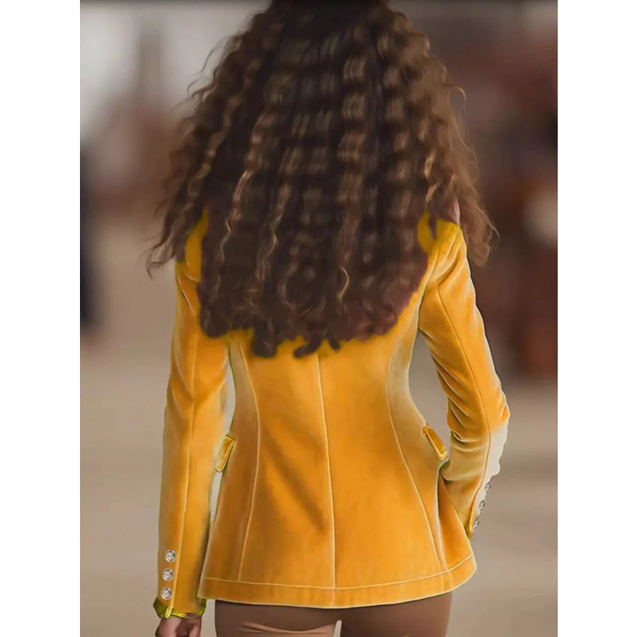 Velvet One-Button Long Sleeve Blazer Apparel and Accessories