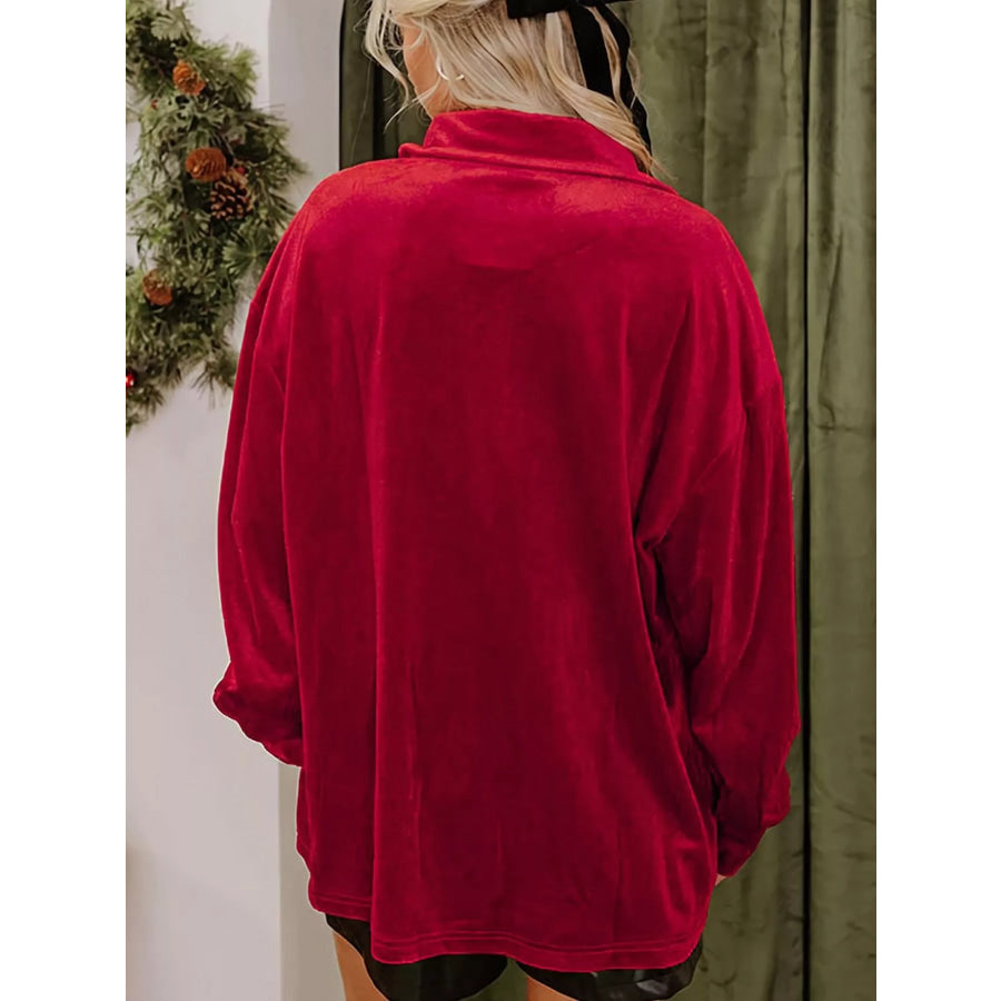 Velvet Patch Pocket Button Down Loose Shirt Apparel and Accessories