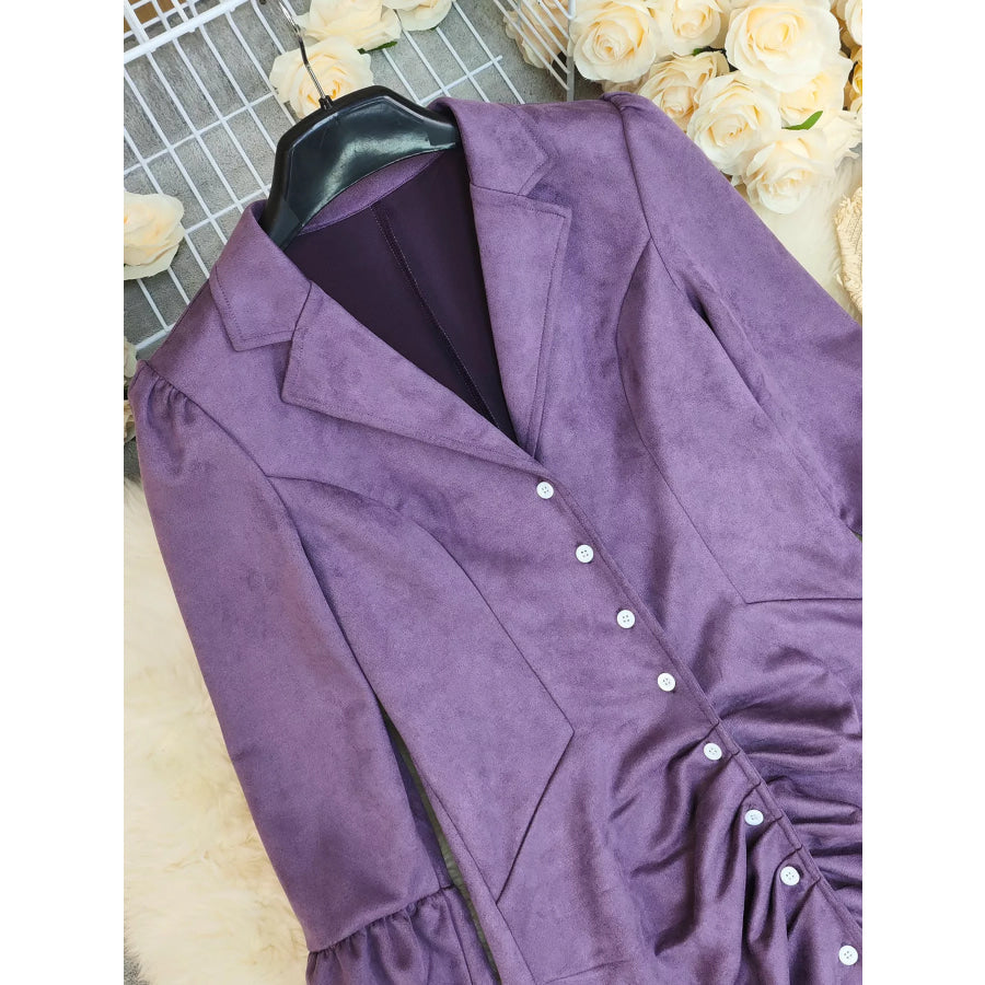 Velvet Ruffle Slit Midi Dress Apparel and Accessories